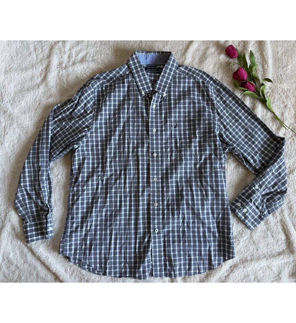 Nautica Plaid Dress Shirt XL